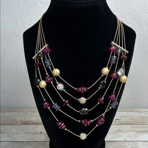 Inc. Multi-Strand Necklace with Gold and Purple Beads